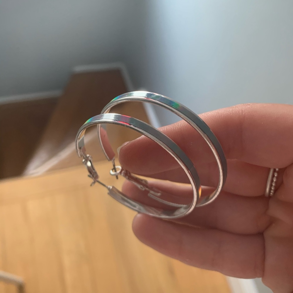COPY - silver holographic hoops